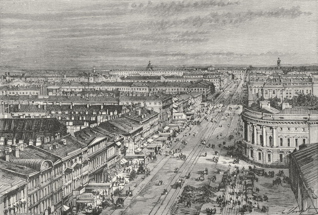 RUSSIA. St Petersburg c1885 old antique vintage print picture